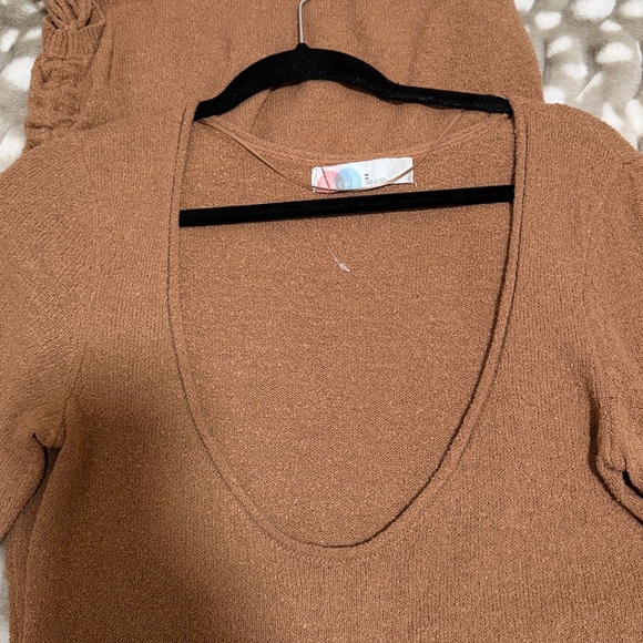 Women's Tan Sweater dress with low chest - Picture 2 of 3